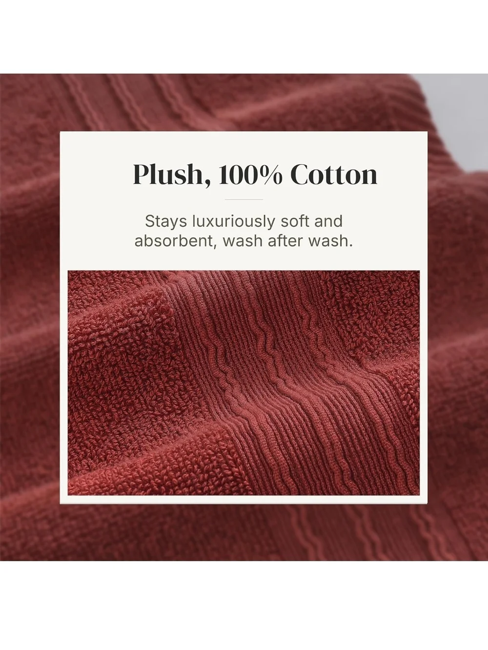 Rust Floral Cotton Towel Set - Soft Absorbent Bath Linens 6pcs